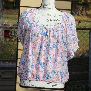 Wallflower Floral Women's Crop Balloon Top - Size 3X